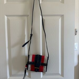 Stylish Red and Blue TORY BURCH Crossbody Bag.